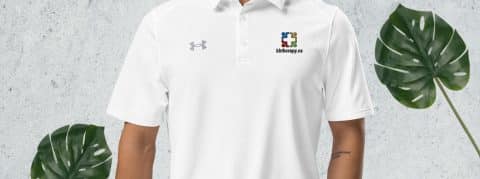 BB Under Armour® men's polo (white only)