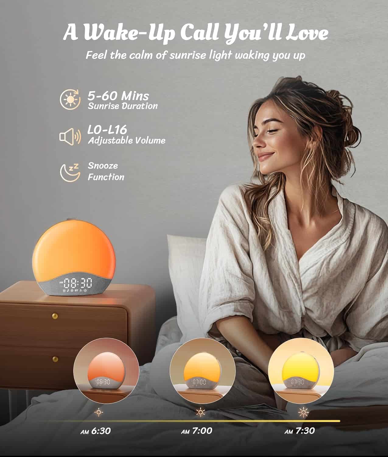 ecozy Sunrise Alarm Clock, White Noise Sound Machine - Image 3