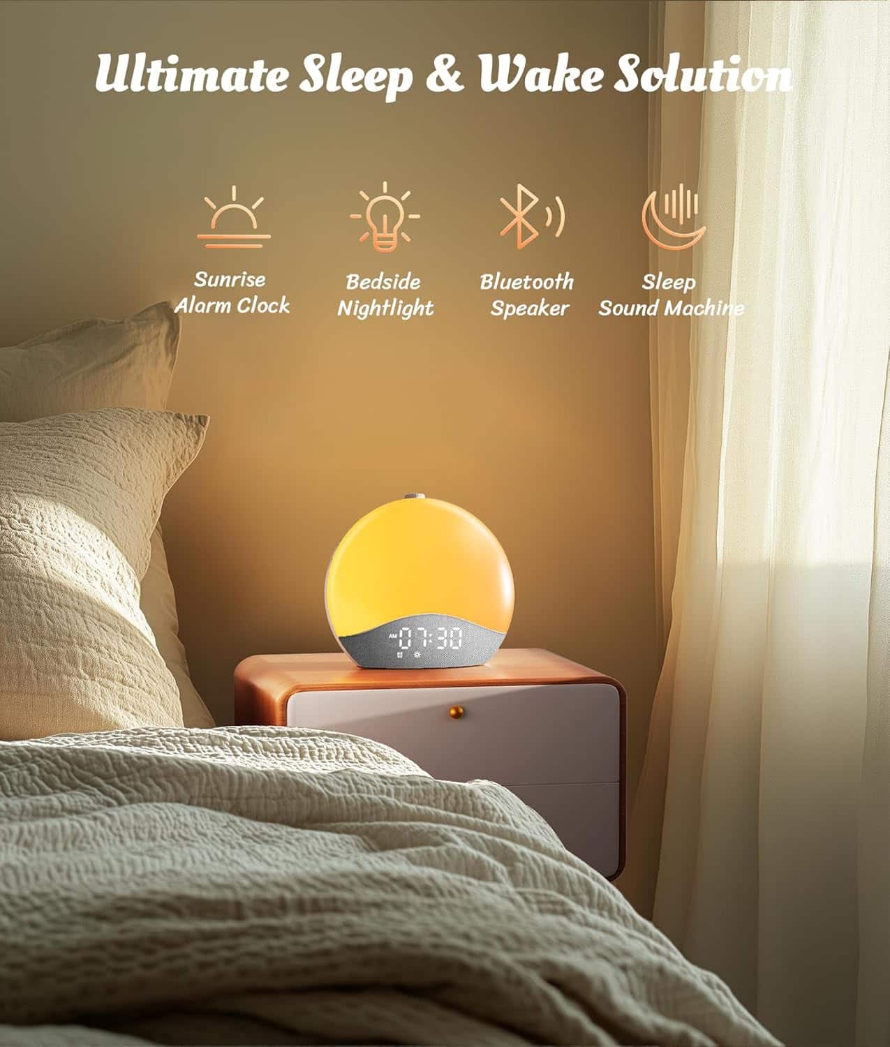 ecozy Sunrise Alarm Clock, White Noise Sound Machine - Image 2